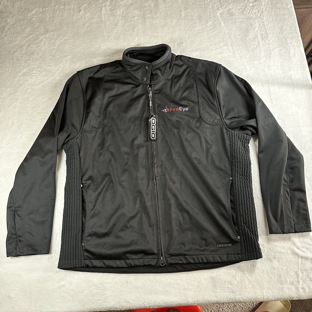 OGIO Jacket Mens 2XL Black Full Zip Soft Shell Performance FireEye Logo‎